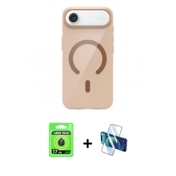 MARSİLYAN™- iPhone 17 Air Kılıf Pusula Form Özel Seri - Siyah 3D Antistatik Seramik Nano Ekran Koruyucu + Raze Metal Kamera Lens - SH