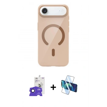MARSİLYAN™- iPhone 17 Air Kılıf Pusula Form Özel Seri - Siyah 3D Antistatik Seramik Nano Ekran Koruyucu + Bilvis Titan Kamera Lens - LT