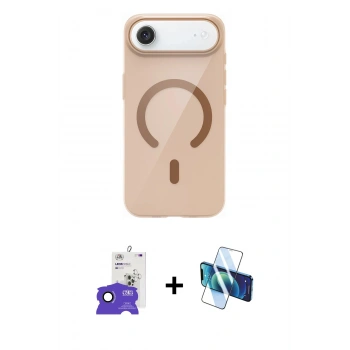 MARSİLYAN™- iPhone 17 Air Kılıf Pusula Form Özel Seri - Siyah 3D Antistatik Seramik Nano Ekran Koruyucu + Bilvis Titan Kamera Lens - SH