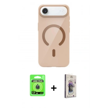 MARSİLYAN™- iPhone 17 Air Kılıf Pusula Form Özel Seri - Siyah Bilvis 3D Cam Ekran Koruyucu + Raze Metal Kamera Lens - MI