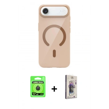 MARSİLYAN™- iPhone 17 Air Kılıf Pusula Form Özel Seri - Siyah Bilvis 3D Cam Ekran Koruyucu + Raze Metal Kamera Lens - SH