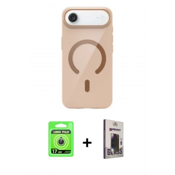 MARSİLYAN™- iPhone 17 Air Kılıf Pusula Form Özel Seri - Siyah Bilvis Hayalet Cam Ekran Koruyucu + Raze Metal Kamera Lens - GS