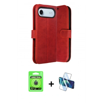 MARSİLYAN™- iPhone 17 Air Kılıf Siluet Işık Serisi - Siyah 3D Antistatik Cam Ekran Koruyucu + Raze Metal Kamera Lens - MI