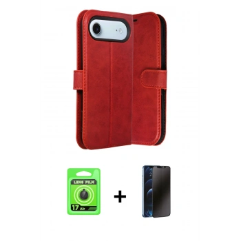 MARSİLYAN™- iPhone 17 Air Kılıf Siluet Işık Serisi - Siyah 3D Antistatik Hayalet Cam Ekran Koruyucu + Raze Metal Kamera Lens - SH