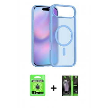 MARSİLYAN™- iPhone 17 Air Kılıf Siluet Minimal Prime - Siyah 360 Mat Full Body Arka Koruyucu + Raze Metal Kamera Lens - MI