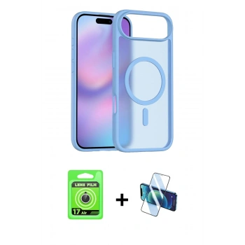 MARSİLYAN™- iPhone 17 Air Kılıf Siluet Minimal Prime - Siyah 3D Antistatik Seramik Nano Ekran Koruyucu + Raze Metal Kamera Lens - GS