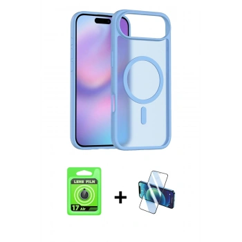 MARSİLYAN™- iPhone 17 Air Kılıf Siluet Minimal Prime - Siyah 3D Antistatik Seramik Nano Ekran Koruyucu + Raze Metal Kamera Lens - MI
