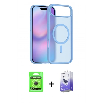 MARSİLYAN™- iPhone 17 Air Kılıf Siluet Minimal Prime - Siyah Bilvis 5in1 5D Magic Hayalet Cam Ekran Koruyucu + Raze Metal Kamera Lens - GD