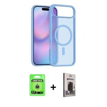 MARSİLYAN™- iPhone 17 Air Kılıf Siluet Minimal Prime - Siyah Bilvis Hayalet Cam Ekran Koruyucu + Raze Metal Kamera Lens - GS