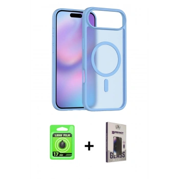 MARSİLYAN™- iPhone 17 Air Kılıf Siluet Minimal Prime - Siyah Bilvis Hayalet Cam Ekran Koruyucu + Raze Metal Kamera Lens - SH