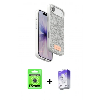 MARSİLYAN™- iPhone 17 Air Kılıf Vadi Klasik Serisi - Siyah Bilvis 5in1 3D Magic Cam Ekran Koruyucu + Raze Metal Kamera Lens - MI