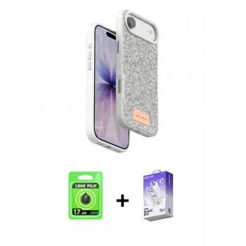 MARSİLYAN™- iPhone 17 Air Kılıf Vadi Klasik Serisi - Siyah Bilvis 5in1 3D Magic Cam Ekran Koruyucu + Raze Metal Kamera Lens - SH