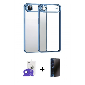 MARSİLYAN™- iPhone 17 Air Kılıf Vadi Minimal - Siyah 3D Antistatik Hayalet Cam Ekran Koruyucu + Bilvis Titan Kamera Lens - LT