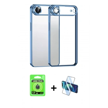 MARSİLYAN™- iPhone 17 Air Kılıf Vadi Minimal - Siyah 3D Antistatik Seramik Nano Ekran Koruyucu + Raze Metal Kamera Lens - MI