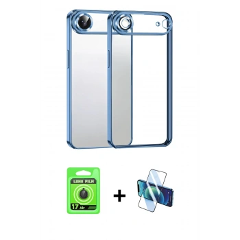 MARSİLYAN™- iPhone 17 Air Kılıf Vadi Minimal - Siyah 3D Antistatik Seramik Nano Ekran Koruyucu + Raze Metal Kamera Lens - SH