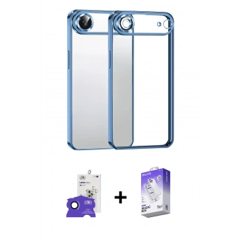 MARSİLYAN™- iPhone 17 Air Kılıf Vadi Minimal - Siyah Bilvis 5in1 3D Magic Cam Ekran Koruyucu + Bilvis Titan Kamera Lens - LT