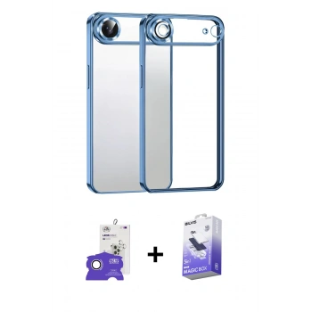 MARSİLYAN™- iPhone 17 Air Kılıf Vadi Minimal - Siyah Bilvis 5in1 5D Magic Hayalet Cam Ekran Koruyucu + Bilvis Titan Kamera Lens - GS