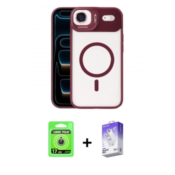 MARSİLYAN™- iPhone 17 Air Kılıf Yadigar Asil Koleksiyonu - Siyah Bilvis 5in1 3D Magic Cam Ekran Koruyucu + Raze Metal Kamera Lens - GS