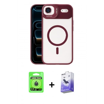 MARSİLYAN™- iPhone 17 Air Kılıf Yadigar Asil Koleksiyonu - Siyah Bilvis 5in1 5D Magic Hayalet Cam Ekran Koruyucu + Raze Metal Kamera Lens - MI
