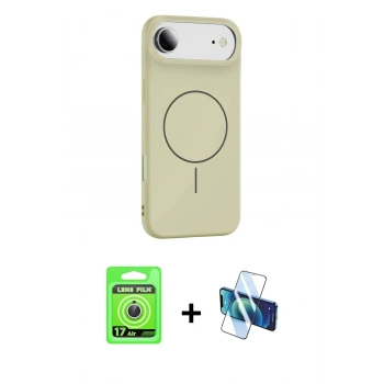MARSİLYAN™- iPhone 17 Air Kılıf Yankı Form Serisi - Siyah 3D Antistatik Seramik Nano Ekran Koruyucu + Raze Metal Kamera Lens - GS