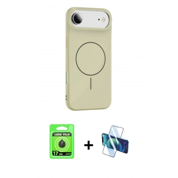 MARSİLYAN™- iPhone 17 Air Kılıf Yankı Form Serisi - Siyah 3D Antistatik Seramik Nano Ekran Koruyucu + Raze Metal Kamera Lens - SH
