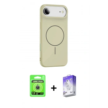 MARSİLYAN™- iPhone 17 Air Kılıf Yankı Form Serisi - Siyah Bilvis 5in1 3D Magic Cam Ekran Koruyucu + Raze Metal Kamera Lens - GS