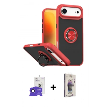 MARSİLYAN™- iPhone 17 Air Kılıf Yörünge Çizgi - Siyah Bilvis 3D Cam Ekran Koruyucu + Bilvis Titan Kamera Lens - SH