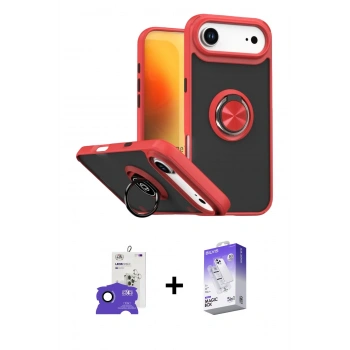 MARSİLYAN™- iPhone 17 Air Kılıf Yörünge Çizgi - Siyah Bilvis 5in1 3D Magic Cam Ekran Koruyucu + Bilvis Titan Kamera Lens - LT