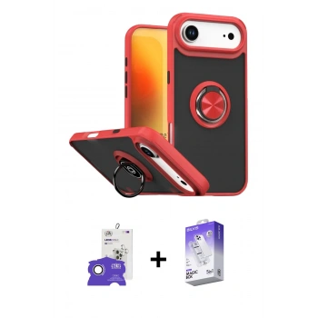 MARSİLYAN™- iPhone 17 Air Kılıf Yörünge Çizgi - Siyah Bilvis 5in1 3D Magic Cam Ekran Koruyucu + Bilvis Titan Kamera Lens - GS