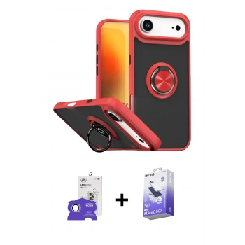 MARSİLYAN™- iPhone 17 Air Kılıf Yörünge Çizgi - Siyah Bilvis 5in1 5D Magic Hayalet Cam Ekran Koruyucu + Bilvis Titan Kamera Lens - GS
