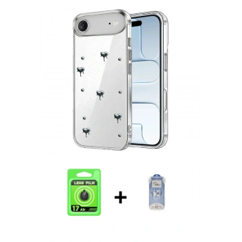 MARSİLYAN™- iPhone 17 Air Kılıf Yörünge Form - Siyah Joko Magic 5D Cam + Raze Metal Kamera Lens - SH