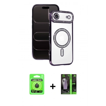 MARSİLYAN™- iPhone 17 Air Kılıf Zirve Doku Prime - Siyah 360 Mat Full Body Arka Koruyucu + Raze Metal Kamera Lens - SH
