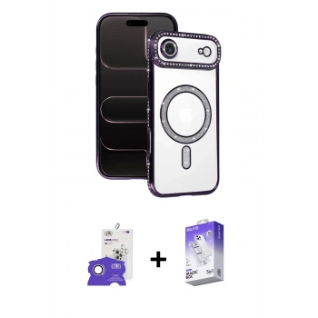 MARSİLYAN™- iPhone 17 Air Kılıf Zirve Doku Prime - Siyah Bilvis 5in1 3D Magic Cam Ekran Koruyucu + Bilvis Titan Kamera Lens - GS