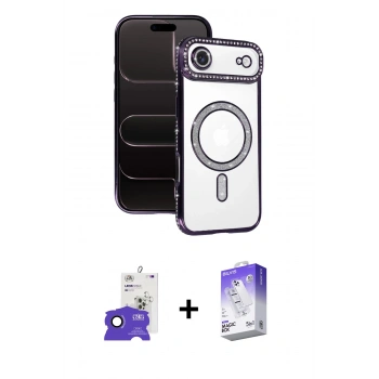 MARSİLYAN™- iPhone 17 Air Kılıf Zirve Doku Prime - Siyah Bilvis 5in1 3D Magic Cam Ekran Koruyucu + Bilvis Titan Kamera Lens - SH