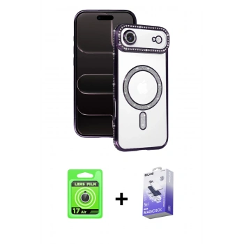 MARSİLYAN™- iPhone 17 Air Kılıf Zirve Doku Prime - Siyah Bilvis 5in1 5D Magic Hayalet Cam Ekran Koruyucu + Raze Metal Kamera Lens - GS