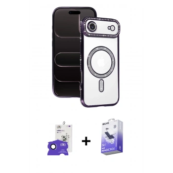 MARSİLYAN™- iPhone 17 Air Kılıf Zirve Doku Prime - Siyah Bilvis 5in1 5D Magic Hayalet Cam Ekran Koruyucu + Bilvis Titan Kamera Lens - LT