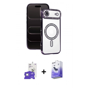 MARSİLYAN™- iPhone 17 Air Kılıf Zirve Doku Prime - Siyah Bilvis 5in1 5D Magic Hayalet Cam Ekran Koruyucu + Bilvis Titan Kamera Lens - GS