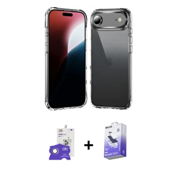 MARSİLYAN™- iPhone 17 Air Kılıf Zirve Doku - Siyah Bilvis 5in1 5D Magic Hayalet Cam Ekran Koruyucu + Bilvis Titan Kamera Lens - GS