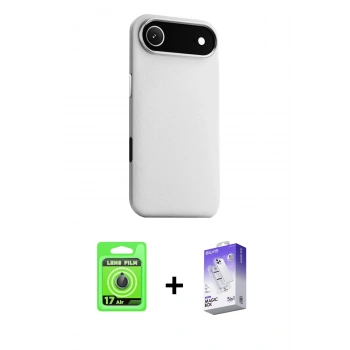 MARSİLYAN™- iPhone 17 Air Kılıf Zirve Modern Prime - Siyah Bilvis 5in1 3D Magic Cam Ekran Koruyucu + Raze Metal Kamera Lens - MI