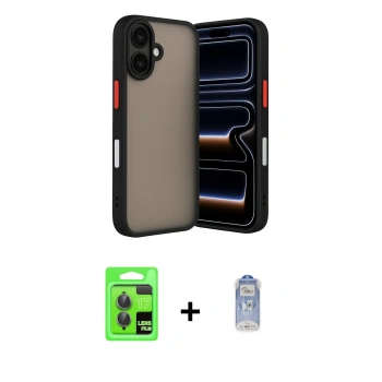 MARSİLYAN™- iPhone 17 Kılıf Ahenk Çizgi Serisi - Siyah Joko Magic 5D Cam + Raze Metal Kamera Lens - GI