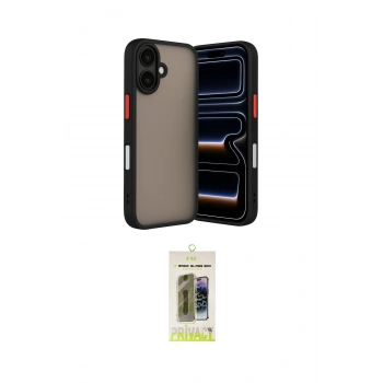 MARSİLYAN™- iPhone 17 Kılıf Ahenk Çizgi Serisi - Siyah Joko Magic 5D Hayalet Cam