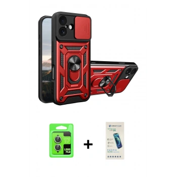 MARSİLYAN™- iPhone 17 Kılıf Ahenk Klasik - Şeffaf Pasifik Cam Ekran Koruyucu + Raze Metal Kamera Lens - AKYL