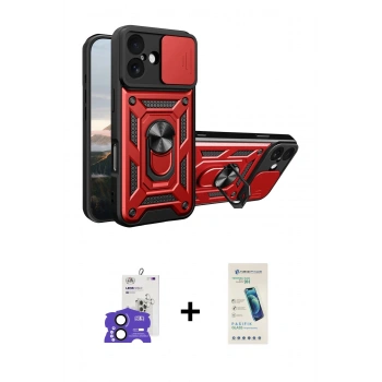 MARSİLYAN™- iPhone 17 Kılıf Ahenk Klasik - Şeffaf Pasifik Cam Ekran Koruyucu + Bilvis Titan Kamera Lens - SH
