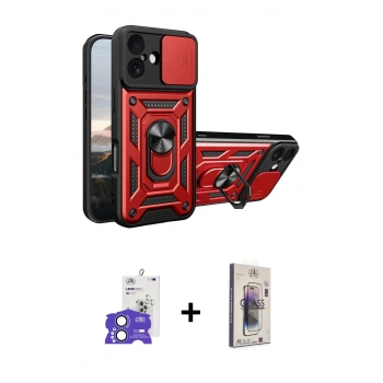 MARSİLYAN™- iPhone 17 Kılıf Ahenk Klasik - Siyah Bilvis 3D Cam Ekran Koruyucu + Bilvis Titan Kamera Lens - AKMI