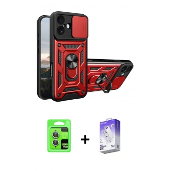 MARSİLYAN™- iPhone 17 Kılıf Ahenk Klasik - Siyah Bilvis 5in1 3D Magic Cam Ekran Koruyucu + Raze Metal Kamera Lens - AKMI