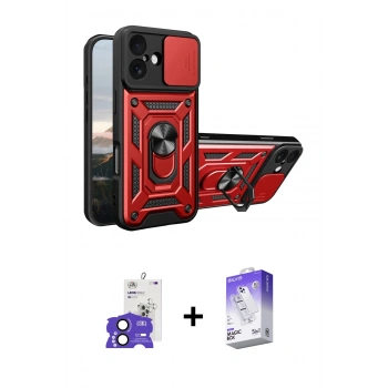 MARSİLYAN™- iPhone 17 Kılıf Ahenk Klasik - Siyah Bilvis 5in1 3D Magic Cam Ekran Koruyucu + Bilvis Titan Kamera Lens - SH