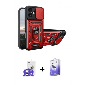 MARSİLYAN™- iPhone 17 Kılıf Ahenk Klasik - Siyah Bilvis 5in1 5D Magic Hayalet Cam Ekran Koruyucu + Bilvis Titan Kamera Lens - AKMI