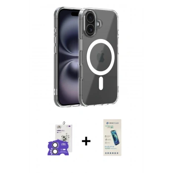 MARSİLYAN™- iPhone 17 Kılıf Ahenk Minimal Serisi - Şeffaf Pasifik Cam Ekran Koruyucu + Bilvis Titan Kamera Lens - AKYL