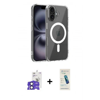 MARSİLYAN™- iPhone 17 Kılıf Ahenk Minimal Serisi - Şeffaf Pasifik Cam Ekran Koruyucu + Bilvis Titan Kamera Lens - SH
