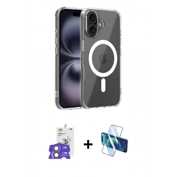 MARSİLYAN™- iPhone 17 Kılıf Ahenk Minimal Serisi - Siyah 3D Antistatik Cam Ekran Koruyucu + Bilvis Titan Kamera Lens - AKYL